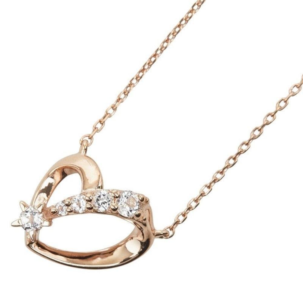 Star Jewelry Heart Motif Topaz 10K Pink Gold Pendant Necklace
